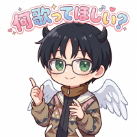 何歌ってほしい？,天使,翼,眼鏡,男性,黒髪,学ラン,アイコン