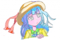 女の子,イラスト,帽子,青髪,アニメ風