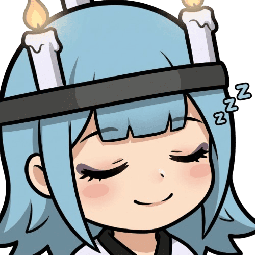 アバター,青髪,ショートヘア,眠る,ろうそく,ヘッドバンド,デフォルメ,Zzz
