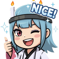 女性,アニメ,ウィンク,青髪,親指を立てる,ロウソク,コスプレ,NICE!,笑顔,キラキラ