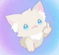 猫,イラスト,白猫,中指,かわいい,水色の背景