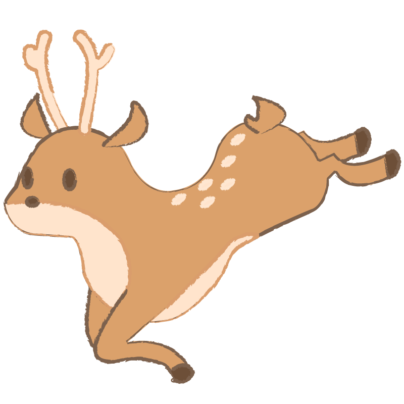 シカ,鹿,動物,かわいい,イラスト,ジャンプ