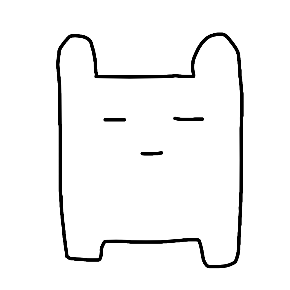 シンプル,白,キャラクター,イラスト,動物風,猫風,ゆるキャラ,四角い