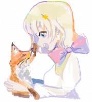 少女,金髪,リボン,猫,動物,可愛い,アニメ風