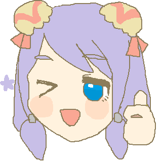 アニメ風,女の子,ウィンク,笑顔,青い目,紫髪,髪飾り,アイコン