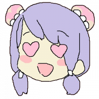 アニメ風,女の子,紫髪,おさげ,笑顔,ハート目,シンプルイラスト,デフォルメ