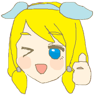 アニメ風,金髪,ウィンク,ヘッドバンド,女の子,手