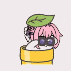 アニメ風,女の子,ピンク髪,葉っぱ,双眼鏡,チューブ,かわいい,シンプル