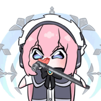 アニメキャラ,ピンク髪,ヘッドホン,ハンマー,驚き,怒り,メイド服