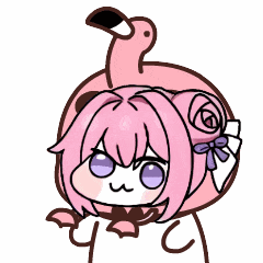 ピンク髪,アニメ風,可愛い,フラミンゴ,ゆるキャラ,女の子,イラスト