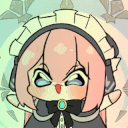 アニメ風,メイド,ヘッドフォン,ピンク髪,怒り顔,デフォルメ,リボン,キャラクターアイコン