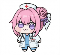 ナース,医者,ピンク髪,アニメ風,白衣,カチューシャ,聴診器,女性キャラクター,かわいい,デフォルメ