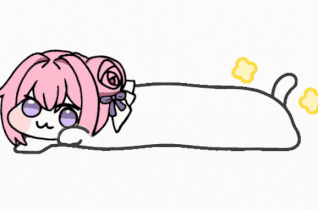 猫,ゆるキャラ,ピンク髪,女の子,二次元,寝そべり,アニメ風,リボン