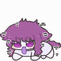 紫色の猫,猫,キャラクター,白いリボン,座る,イラスト