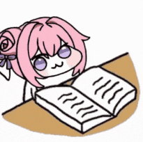女の子,ピンク髪,本,読書,アニメ風,デフォルメ,机