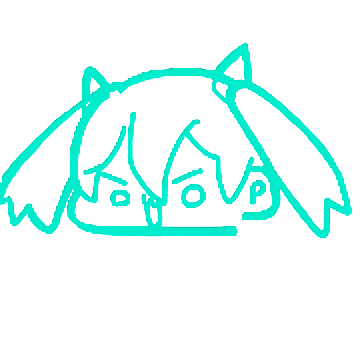 イラスト,シンプル,青色,ツインテール,猫耳,キャラクター,線画