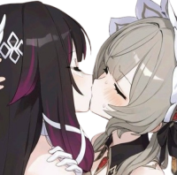 キス,百合,アニメ,女の子,銀髪,黒髪,カップル