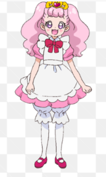 女の子,ピンク髪,リボン,アニメ,白いエプロン,可愛い,ふんわりドレス