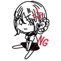 女の子,怒り,NG,セーラー服,座る,イラスト,モノクロ