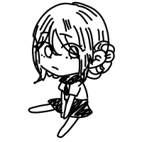 女の子,セーラー服,座る,白黒,イラスト,落書き,ショートヘア
