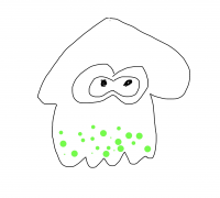 キャラクター,白い生き物,緑の斑点,手描き